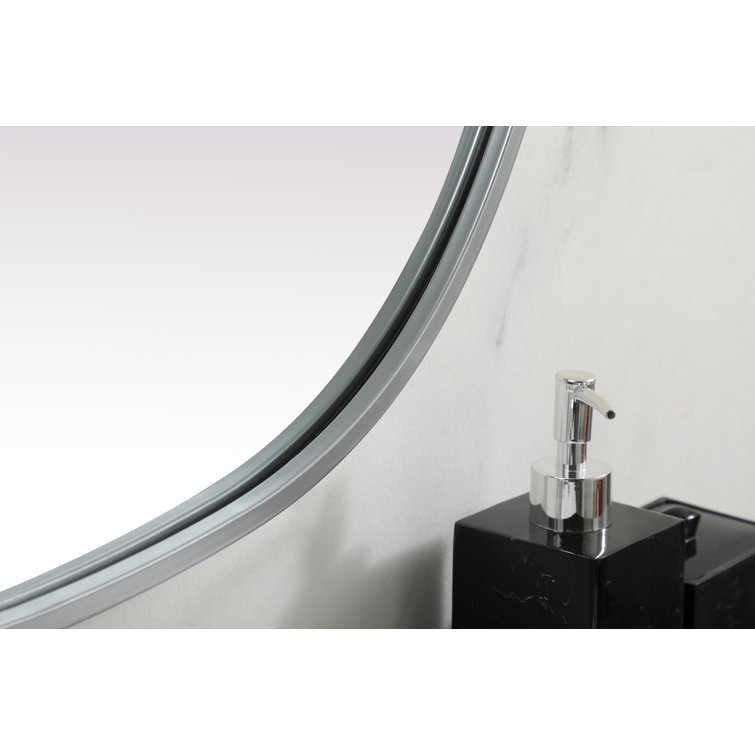 Silver Oval Full Length Metal Frame Bathroom Mirror