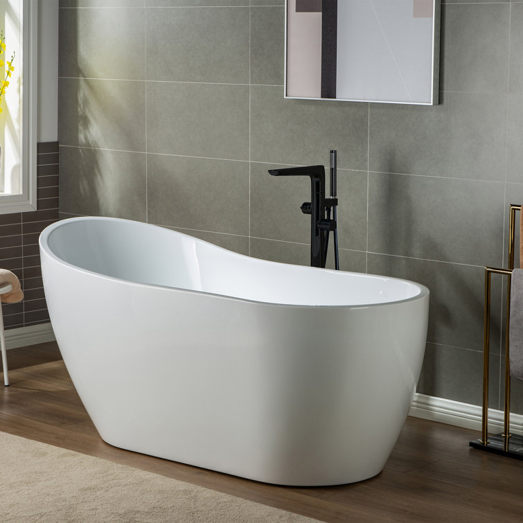 Matte Black Brass Floor Mount Bathtub Faucet with Hand Shower