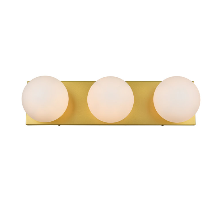Brass 3-Light Dimmable Vanity Fixture with Beige Glass Shades