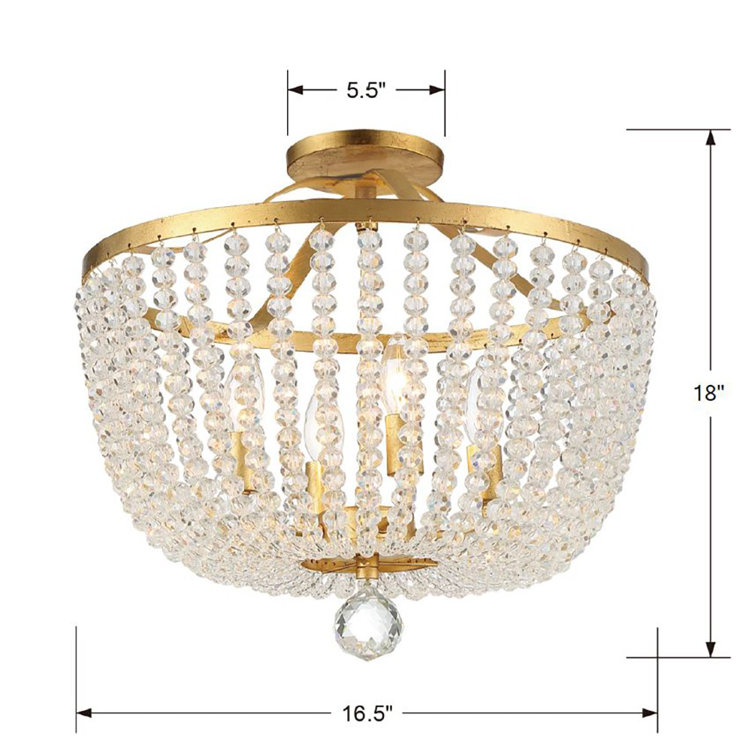 Antique Gold Beaded 4-Light Empire Chandelier