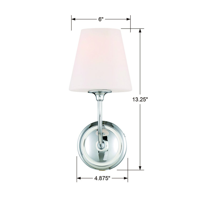 Sylvan Polished Chrome 1-Light Wall Sconce with White Glass Shade