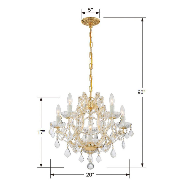 Gold Mini Crystal Candle Chandelier with Clear Italian Crystals