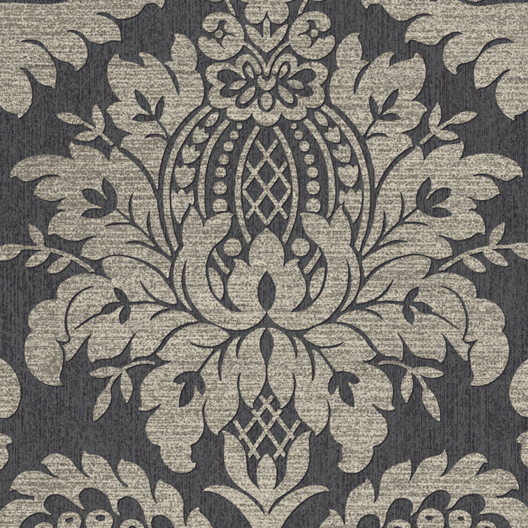 Luxurious Black and Gold Damask Removable Wallpaper