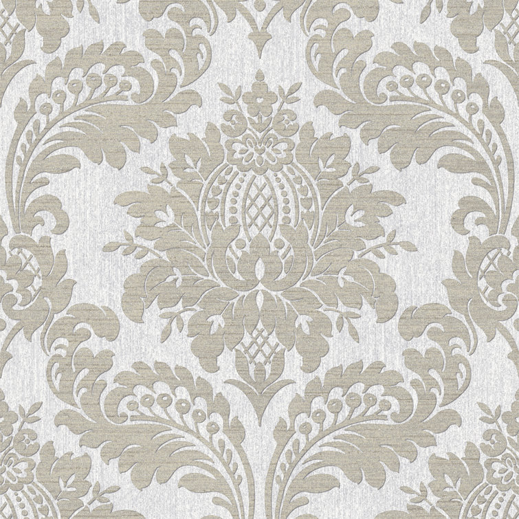 Luxurious Grey Damask Removable Vinyl Wallpaper Roll