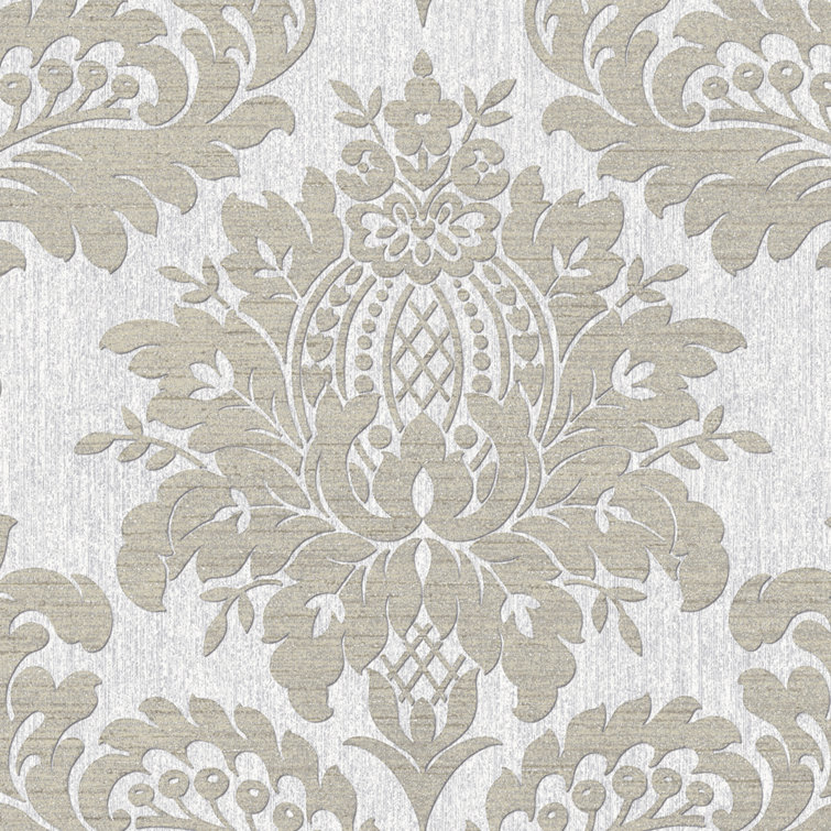 Luxurious Grey Damask Removable Vinyl Wallpaper Roll