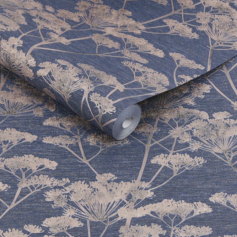 Sapphire Blue Floral Non-Pasted Removable Wallpaper