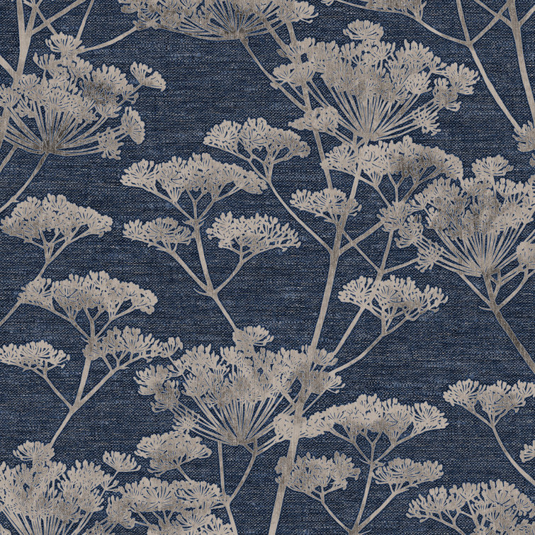 Sapphire Blue Floral Non-Pasted Removable Wallpaper