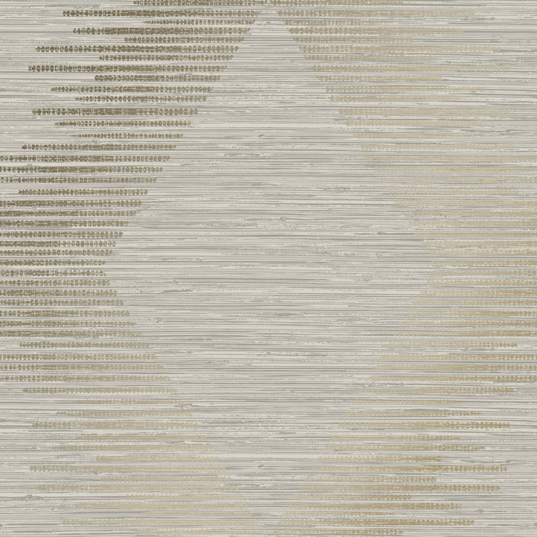 Neutral and Gold Geometric Grasscloth Wallpaper