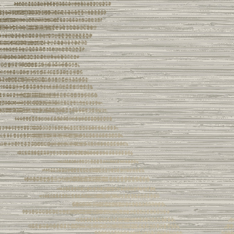 Neutral and Gold Geometric Grasscloth Wallpaper
