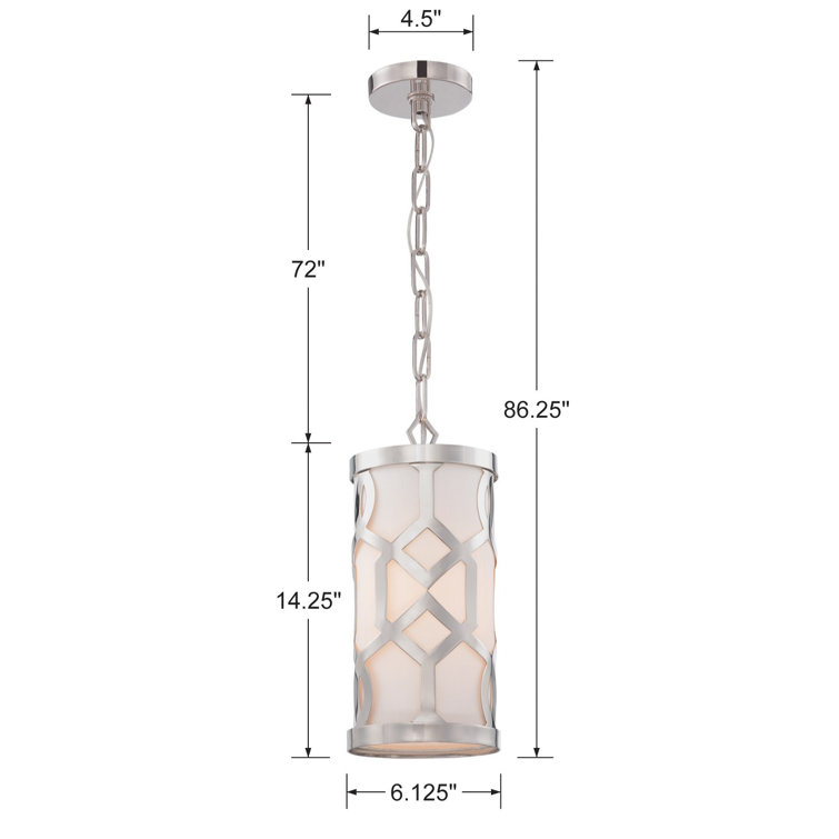 Polished Nickel Mini Drum Pendant with White Silk Shade