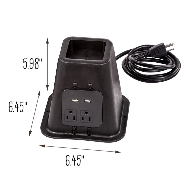 Black Plastic Bed Risers with Power Outlets and USB Ports