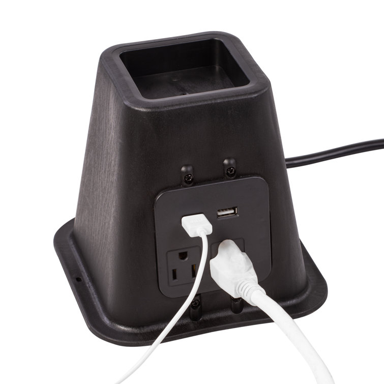 Black Plastic Bed Risers with Power Outlets and USB Ports