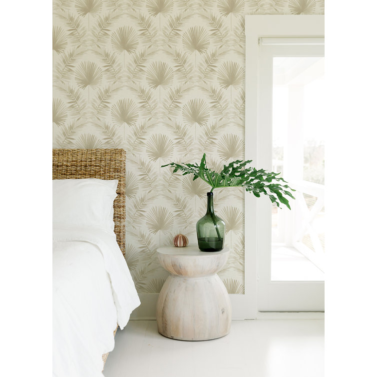 Taupe Beige Palm Leaf Non-Pasted Wallpaper Roll
