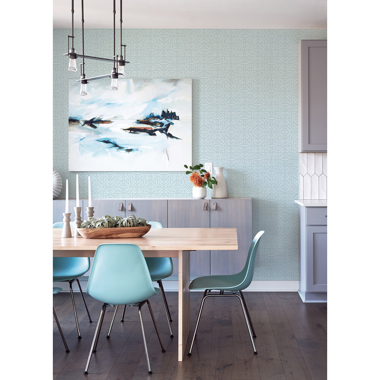 Sky Blue Geometric Non-Woven Washable Wallpaper Roll
