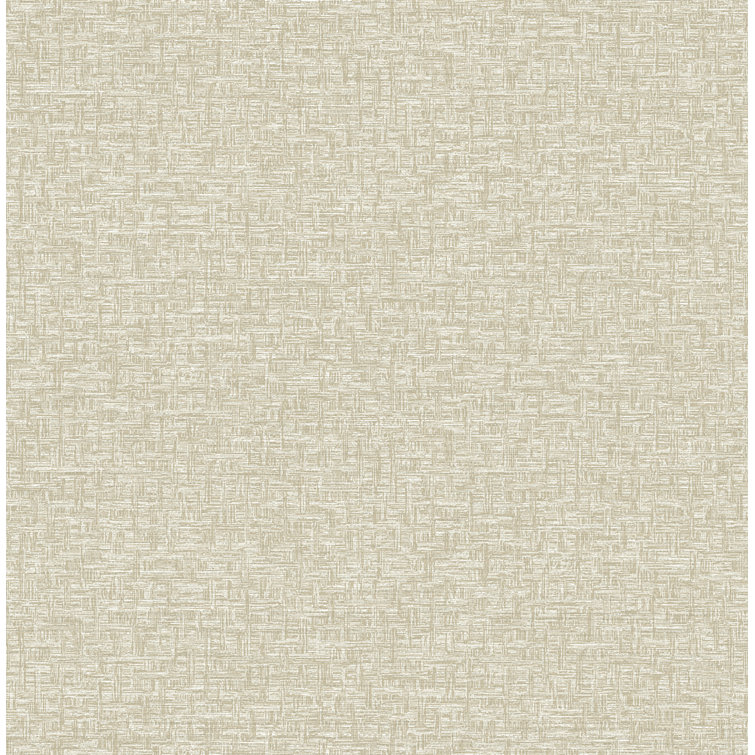 Minerva Light Brown Faux Grasscloth Geometric Wallpaper Roll