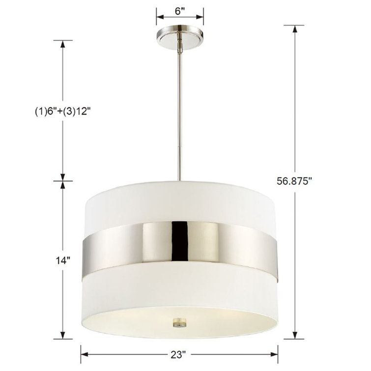 Mini Crystal 5-Light Chandelier in Polished Nickel with White Silk Shade