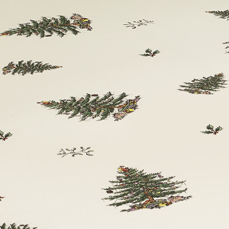 Holiday Christmas Tree Tartan Round Fabric Tablecloth
