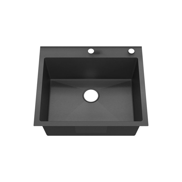 Sinber 25'' Black Stainless Steel Drop-In Single Bowl Kitchen Sink