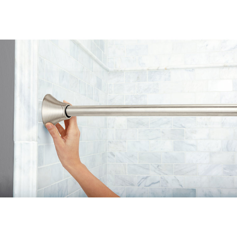 Brushed Nickel 5-Foot Adjustable Tension Curved Shower Curtain Rod