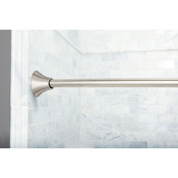 Brushed Nickel 5-Foot Adjustable Tension Curved Shower Curtain Rod