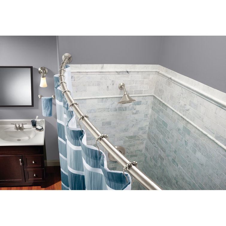 Brushed Nickel 5-Foot Adjustable Tension Curved Shower Curtain Rod