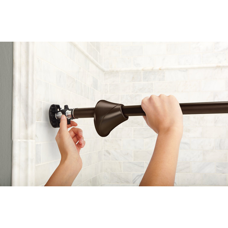 Adjustable Distressed Bronze Curved Tension Shower Curtain Rod