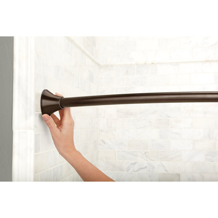 Adjustable Distressed Bronze Curved Tension Shower Curtain Rod