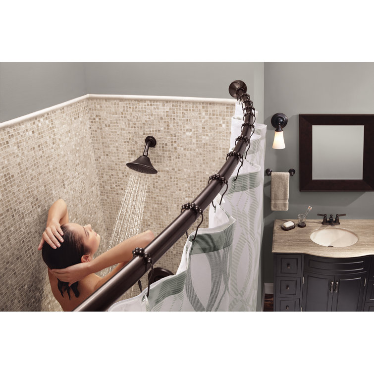 Adjustable Distressed Bronze Curved Tension Shower Curtain Rod