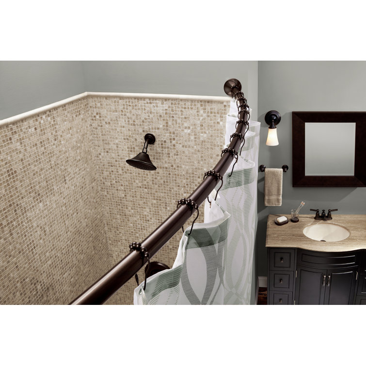 Adjustable Distressed Bronze Curved Tension Shower Curtain Rod