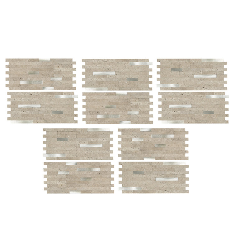 Biscuit Peel and Stick Composite Backsplash Tiles, 12x5.8 inches