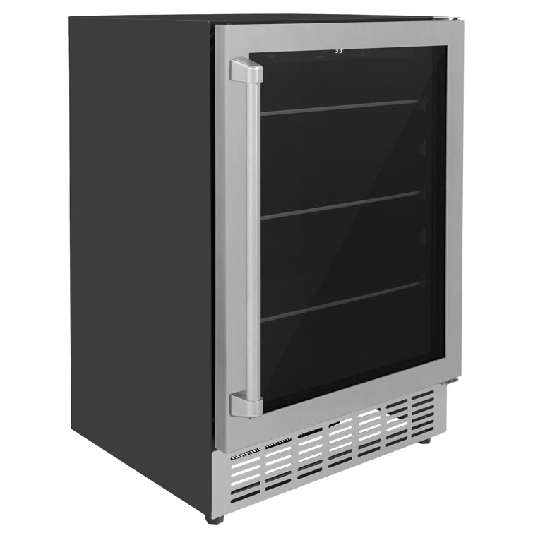 ZLINE 24" Stainless Steel Beverage Fridge with Adjustable Glass Shelves