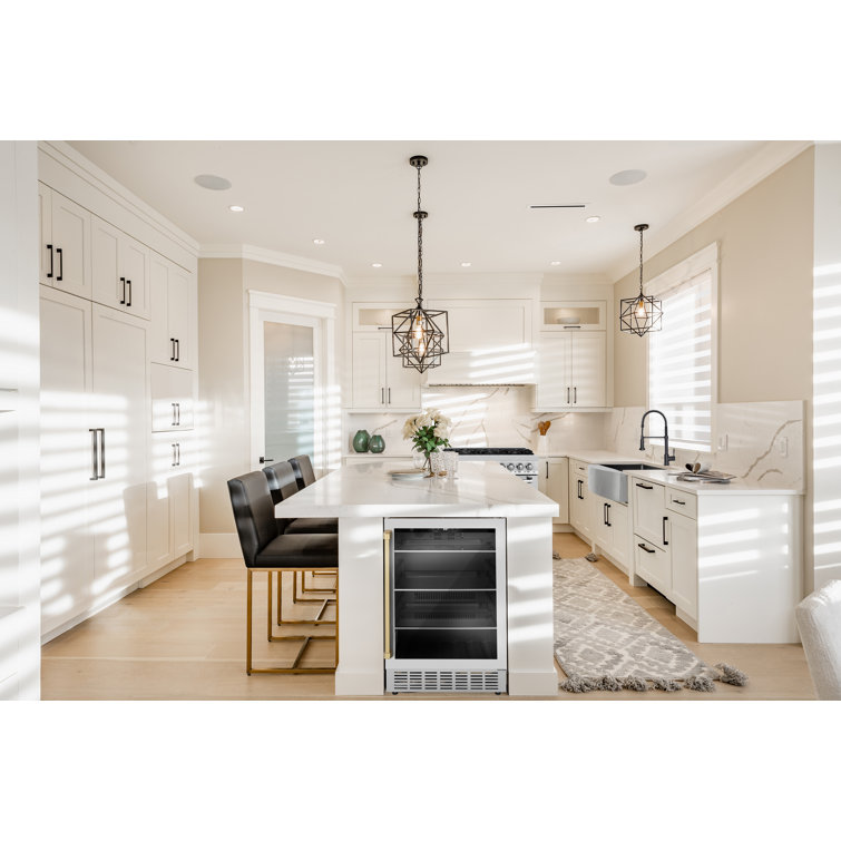 ZLINE 24" Stainless Steel Beverage Fridge with Champagne Bronze Handle