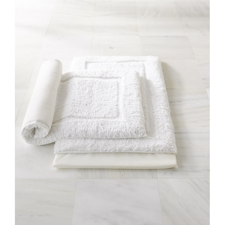 Small White Cotton Bath Rug with Memory Foam Insert