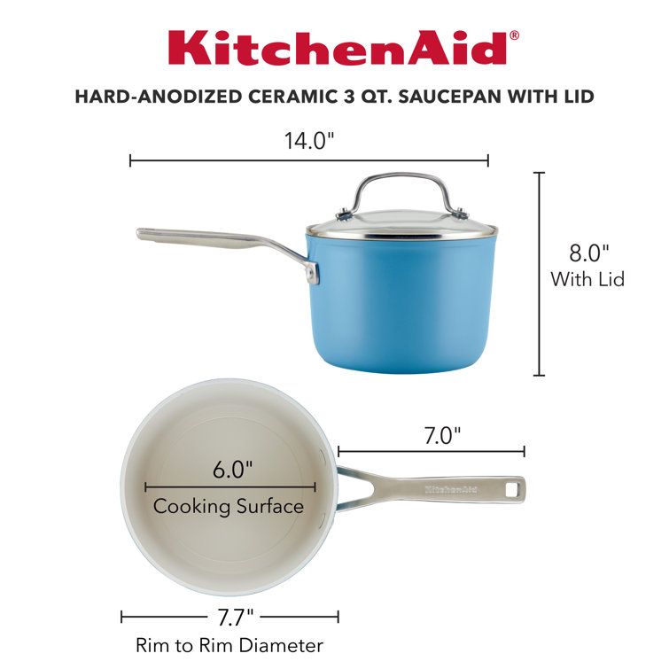 Blue Velvet Aluminum Nonstick Saucier with Glass Lid, 3 Quart