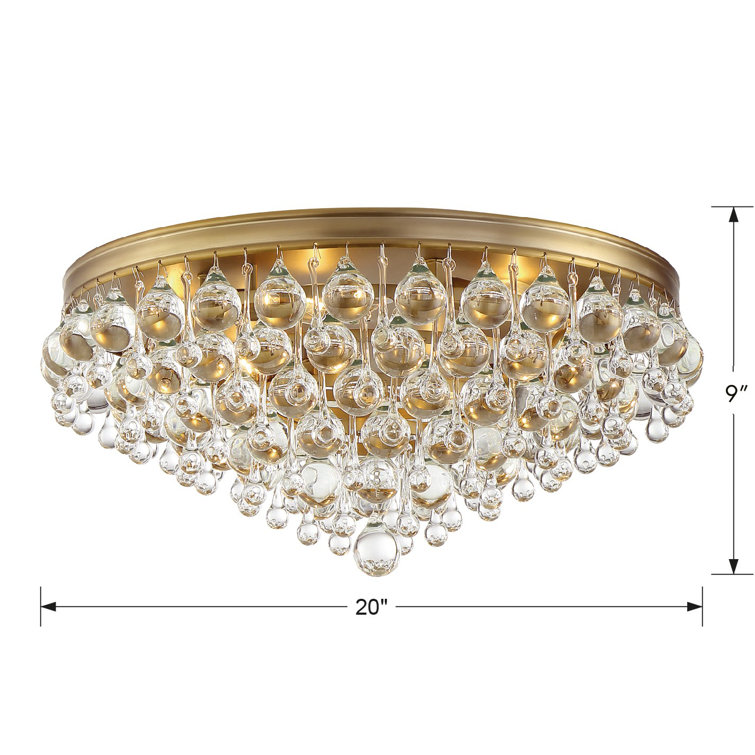 Calypso 20" Polished Chrome 6-Light Flush Mount with Clear Crystal Drops
