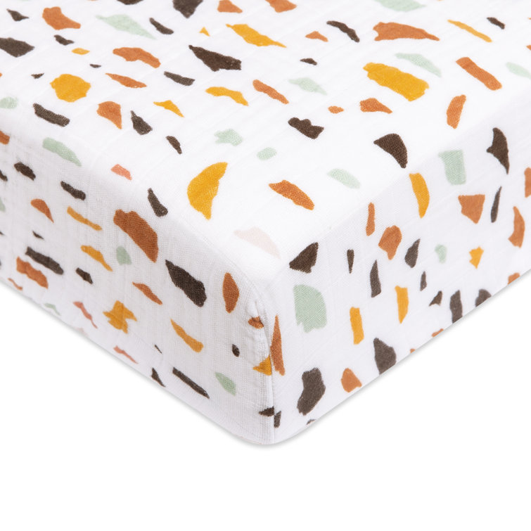 Terrazzo Organic Cotton Muslin Crib Sheet for Toddler Girls