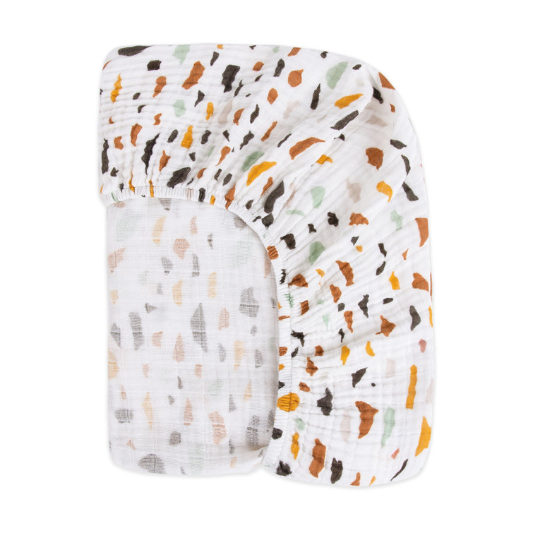 Terrazzo Organic Cotton Muslin Crib Sheet for Toddler Girls