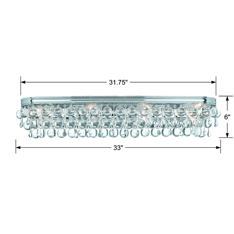 Polished Chrome 8-Light Dimmable Vanity Fixture with Clear Glass Drops