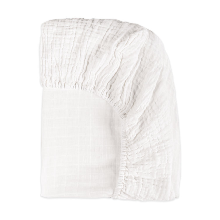 White Organic Cotton Muslin Baby Crib Sheet