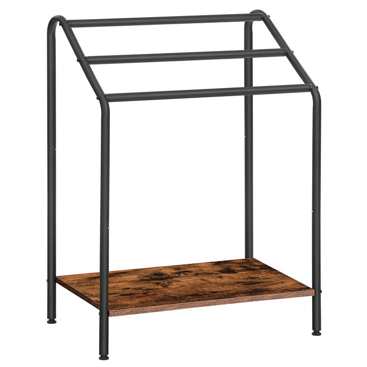Rustic Brown and Black Freestanding 3-Tier Towel Rack