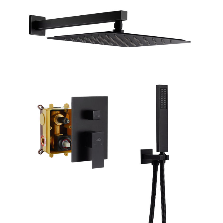 Matte Black Large Square Dual Rain Shower System