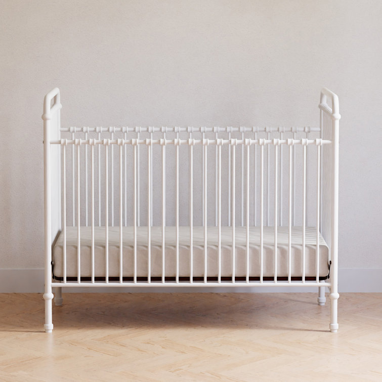 White Iron Toddler Convertible Crib with Vintage Design