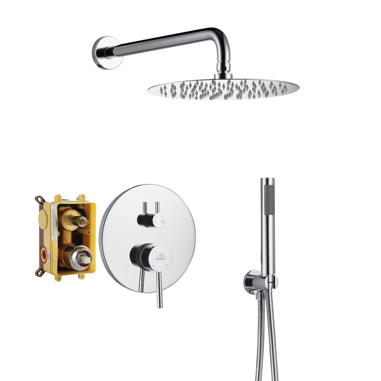Chrome Dual Shower Head System with Handheld and Rain Shower
