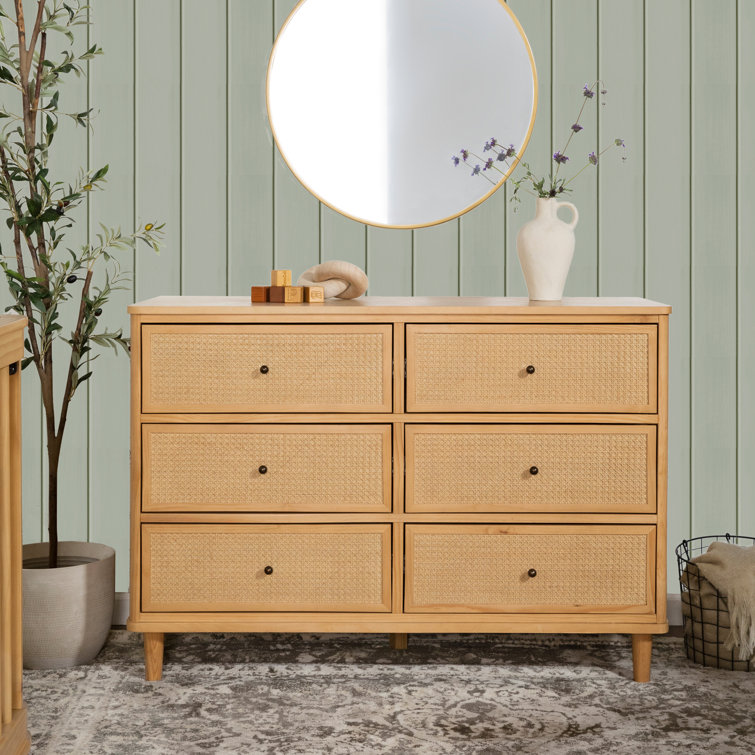 Honey Cane 6-Drawer Dresser with Soft Close Ball Bearing Glides