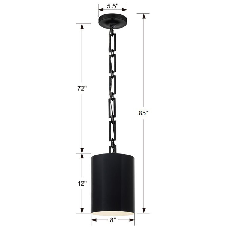 Matte Black Mini Drum Steel Pendant Light