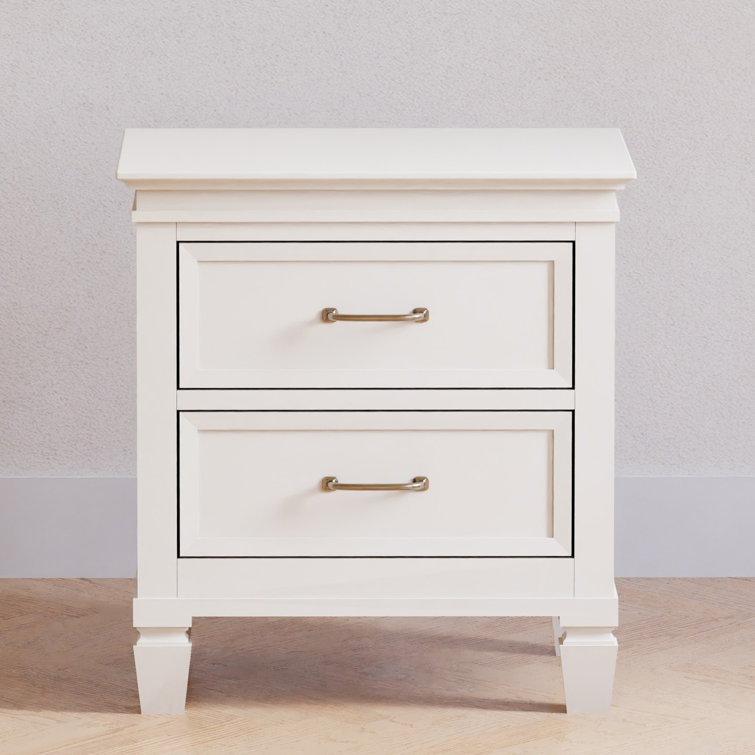 Darlington Warm White 2-Drawer Nightstand with Satin Nickel Handles