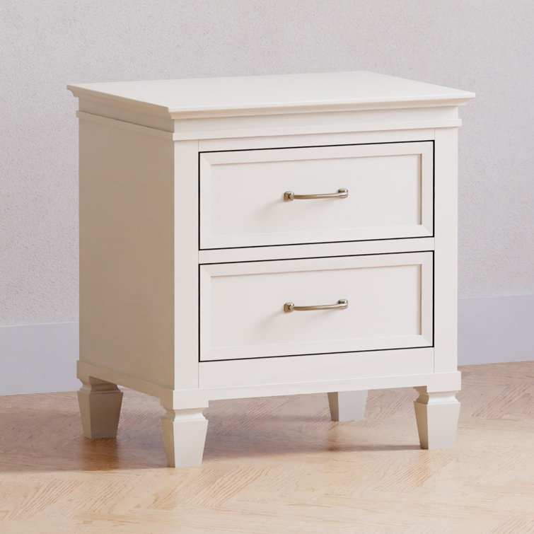 Darlington Warm White 2-Drawer Nightstand with Satin Nickel Handles