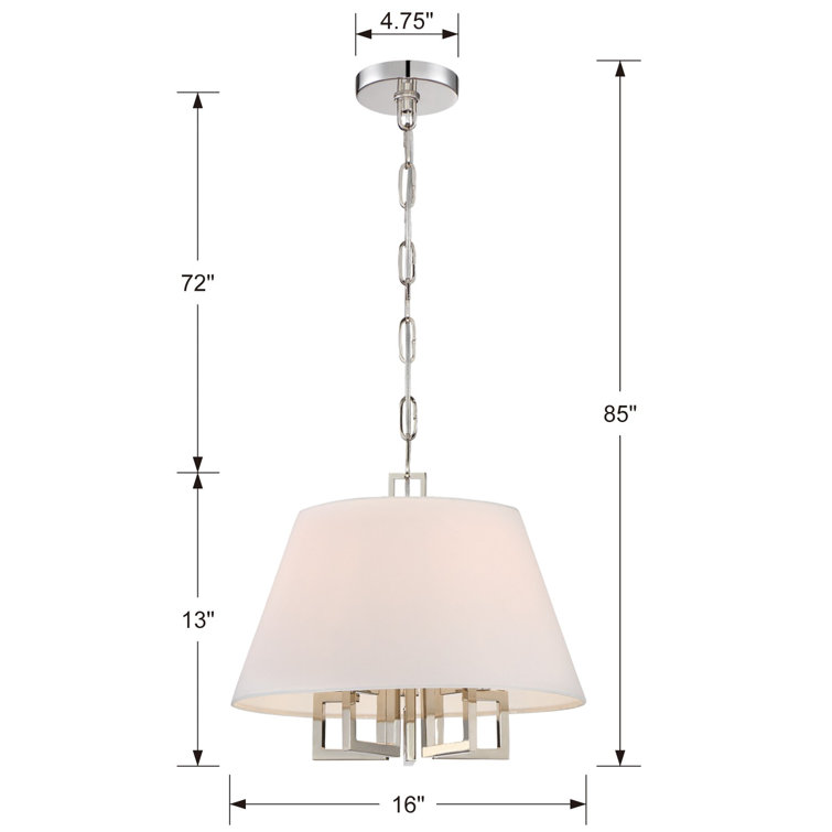 Polished Nickel Mini Chandelier with Silk Shade