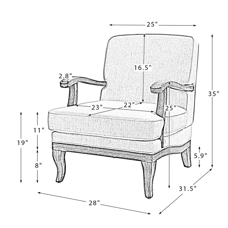 Beige Linen and Wood Handcrafted Armchair