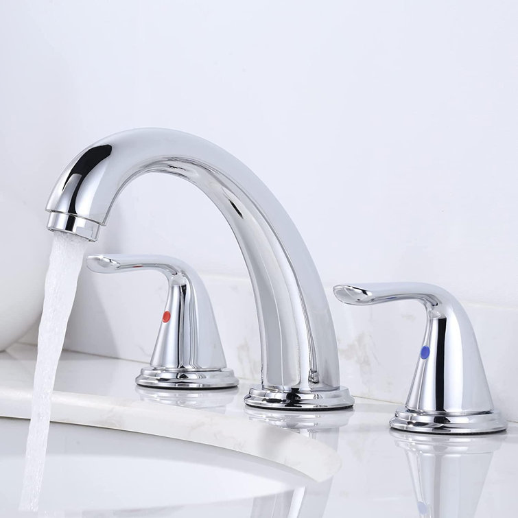Polished Chrome 8-Inch Widespread Double Handle Bathroom Faucet